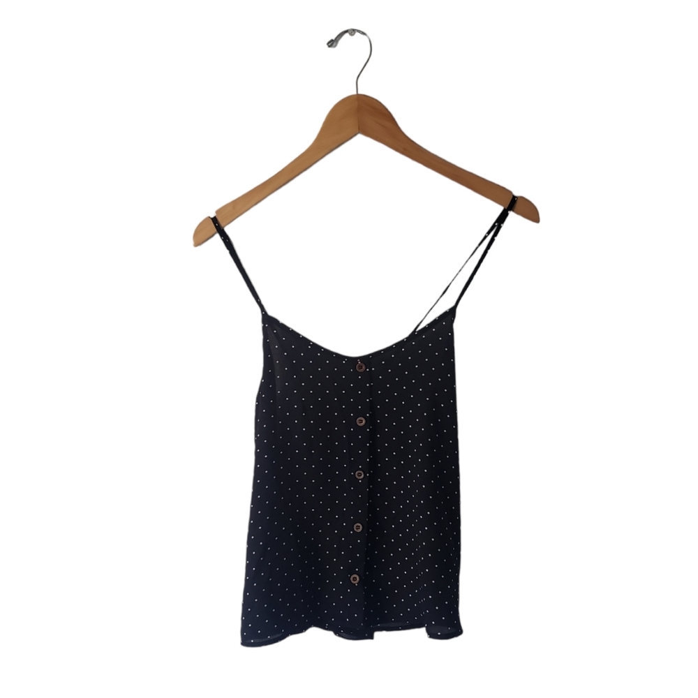 Active USA Camisoles Spaghetti Strap. Black and White Polka Dots. Size M…